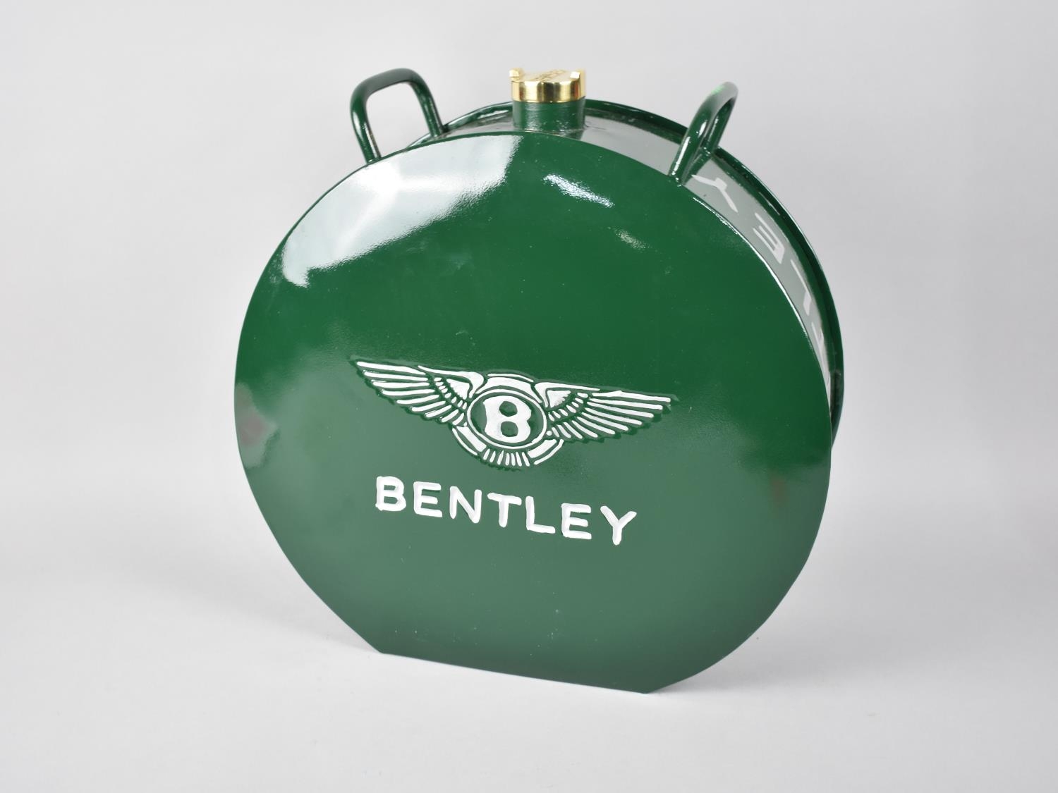 A Reproduction Circular Petrol Tin for Bentley, Brass Tap, 36cms Diameter