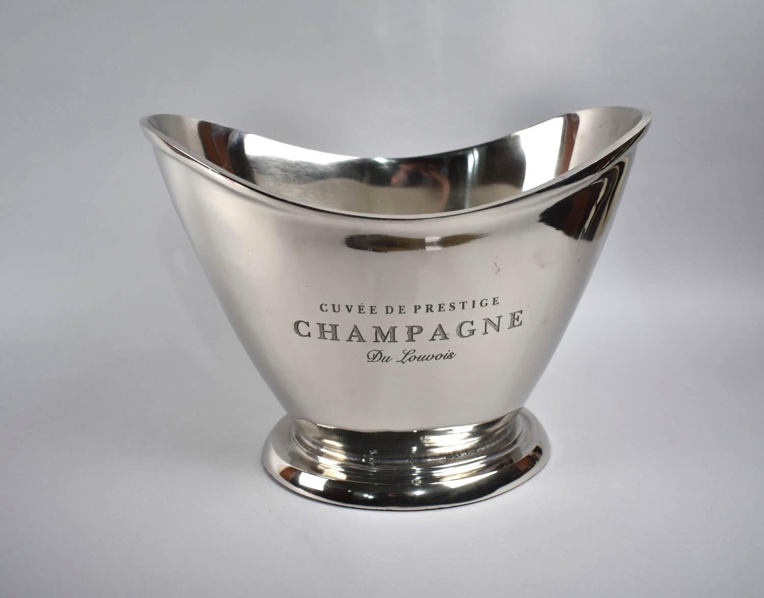 A Modern Silver Plated Two Handled Champagne Cooler, For "Cuvée De Prestige Champagne Louvois", 35cm