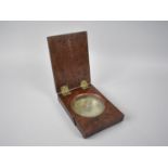 A Mid 19th Century Mahogany Cased Travelling Compass with Hinged Lid and Silvered Dial inscribed