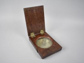 A Mid 19th Century Mahogany Cased Travelling Compass with Hinged Lid and Silvered Dial inscribed