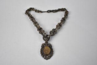 A Victorian Carved Jet Locket Pendant on Chain, Pendant Carved with Scrolling Foliate Decoration,