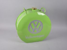 A Reproduction Circular Petrol Tin for Volkswagen with Brass Tap, 36cms Diameter