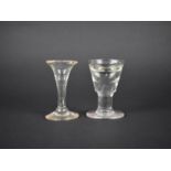 A Victorian Penny Lick Glass and an 18th Century Toasting Glass, Chips to Rim, Both 8.75cms High