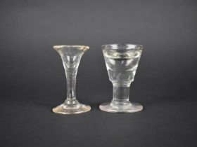 A Victorian Penny Lick Glass and an 18th Century Toasting Glass, Chips to Rim, Both 8.75cms High