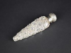 A 19th Century Silver Topped and Cut Glass Scent Flask, Complete with Inner Stopper, 13cm Long,