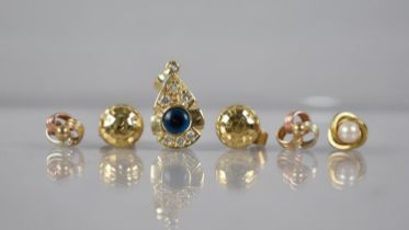 A Collection of Gold and Gold Metal Items to include Diamond Mounted 'Evil Eye' Pendant, A Pair of