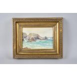 A Small Gilt Framed Watercolour of Reyarvon Cove, North Cornwall, by Elsie Neve
