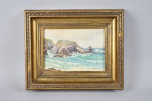 A Small Gilt Framed Watercolour of Reyarvon Cove, North Cornwall, by Elsie Neve