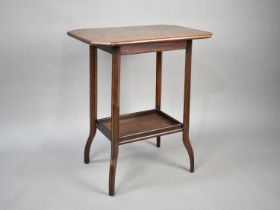 An Edwardian Inlaid Rosewood Occasional Table with Galleried Stretched Shelf, 58cms Wide