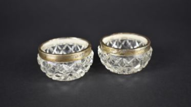 A Pair of Cut Glass and Silver Mounted Salts, London Hallmark 5cm Diameter