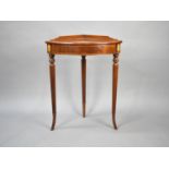 A Reproduction Edwardian Mahogany Galleried Corner Bow Fronted Table with Tapering Reeded
