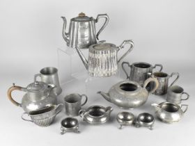 A Collection of Various Late 19th and 20th Century Pewter to Comprise Teawares, Salts etc