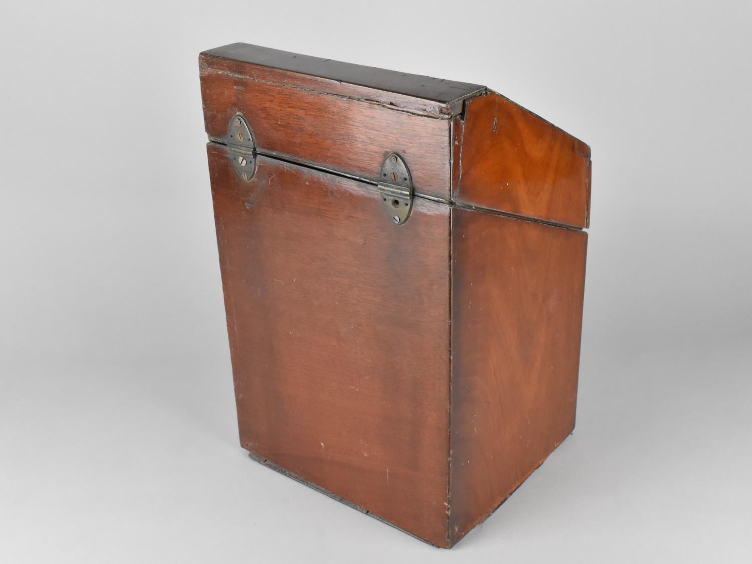 A Georgian Mahogany Knife Box with Sloping Hinged Lid, Interior Stripped, 35cms High - Image 6 of 6