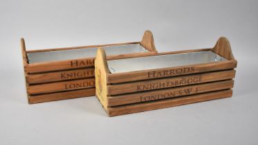 A Pair of Reproduction Metal Lined Planters Inscribed for 'Harrods of Knightsbridge', 35cm wide