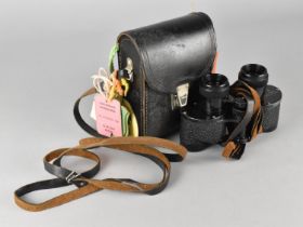 A Pair of Leather Cased Russian Binoculars Complete with Collection of Cardboard Race Meeting