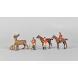 A Small Collection of Cold Painted Spelter Hunting Figures, Stags Etc