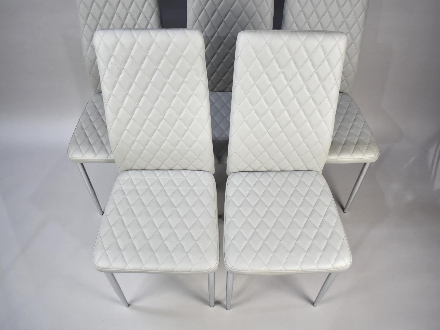 A Set of Five Modern Upholstered Chrome Based Dining Chairs - Image 2 of 3