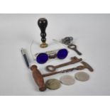 A Collection of Various Vintage Items to include Seal for The Home Department, Vintage Corkscrews