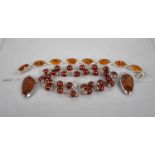 A Collection of Silver Mounted Amber Jewellery to comprise Earrings, Bracelet and Necklace