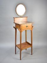 An Edwardian Mahogany Gentleman's Shaving Stand with Circular Rise and Fall Mirror over Inlaid