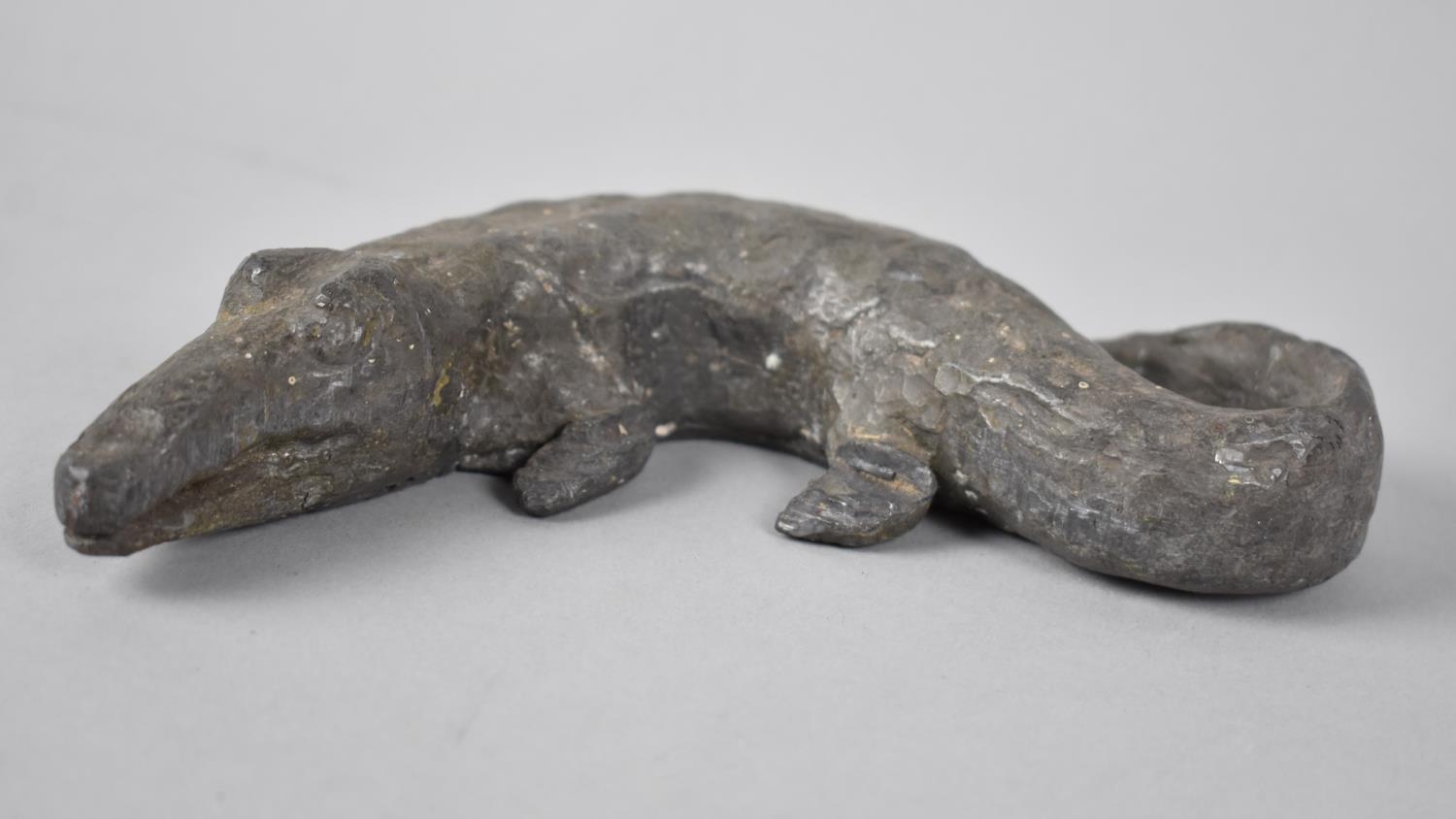 An Early Handmade Lead Model of a Crocodile