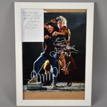 A Framed Colour Photograph from Back to The Future Signed by Michael J Fox and Christopher Lloyd