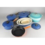 A Collection of Various Enamelled Cooking Pans to Include Le Creuset etc, Worn Condition