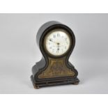 A Late 19th Century Brass Inlaid Ebonised Balloon Clock with French Movement by Albert Villon with