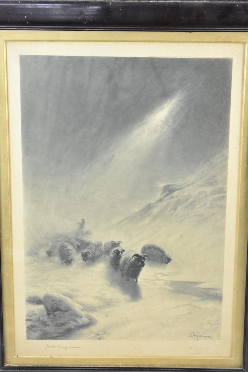 A Large Framed Monochrome Print After Joseph Farquharson, "The Stormy Blast", Signed by The Artist - Image 2 of 2