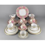 A Part Salisbury China Tea Set Decorated with Floral Cartouches on Pink Insets and Gilt Detailing to