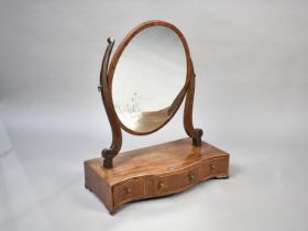A 19th Century Serpentine Fronted Swing Toilet Mirror with Oval Glass, Silvering AF, Plinth Base