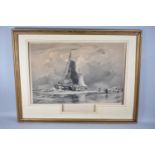 A Large Gilt Framed Engraving, "Dutch Trawlers Landing Fish at Egmont", After E W Cook, Engraved