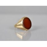 A 9ct Gold Signet Ring, Mounted with Oval Cut Carnelian Panel, Size I.5, London Hallmark and