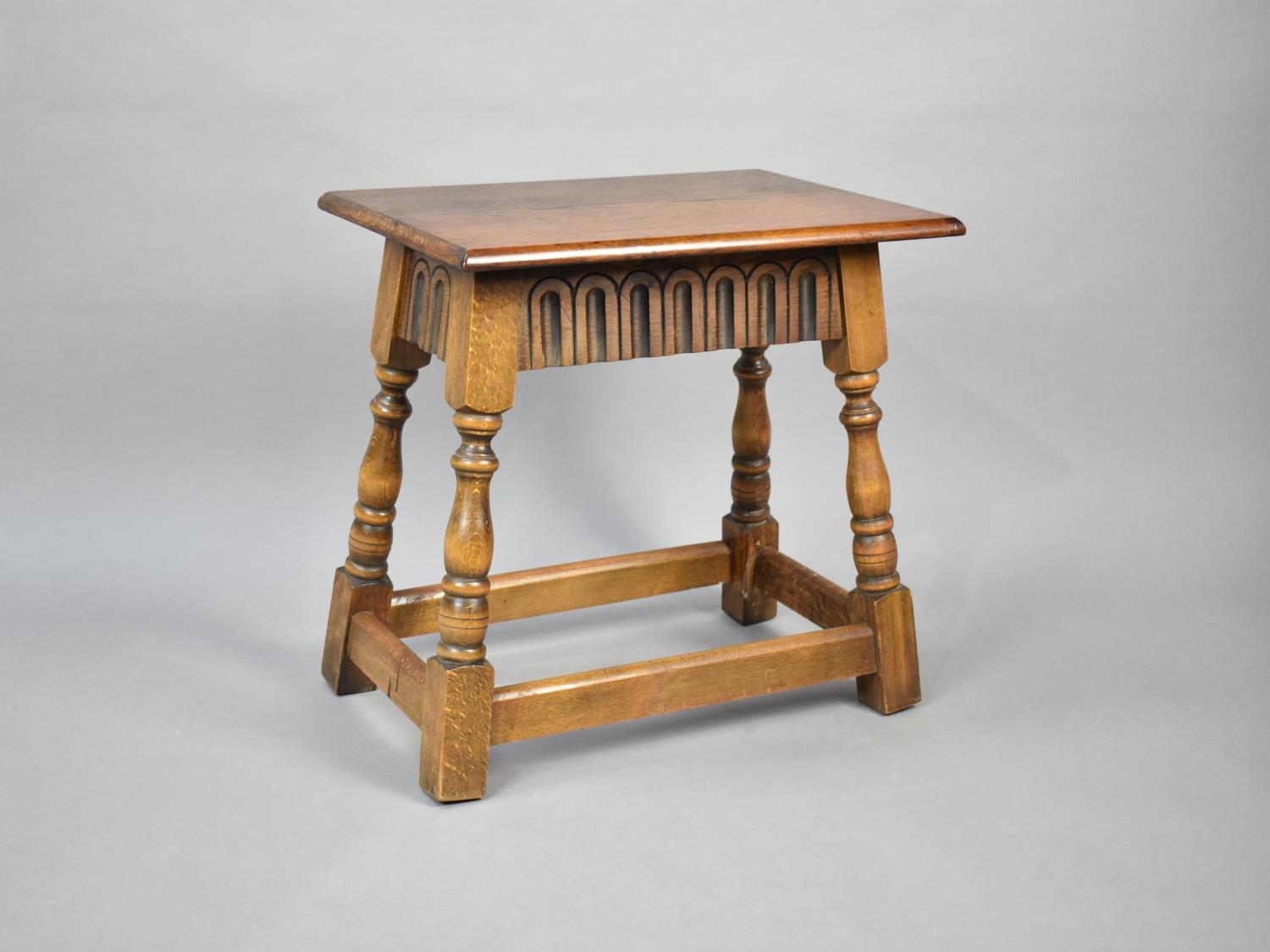 A Mid 20th Century Oak Rectangular Stool, 45cms by 32cms