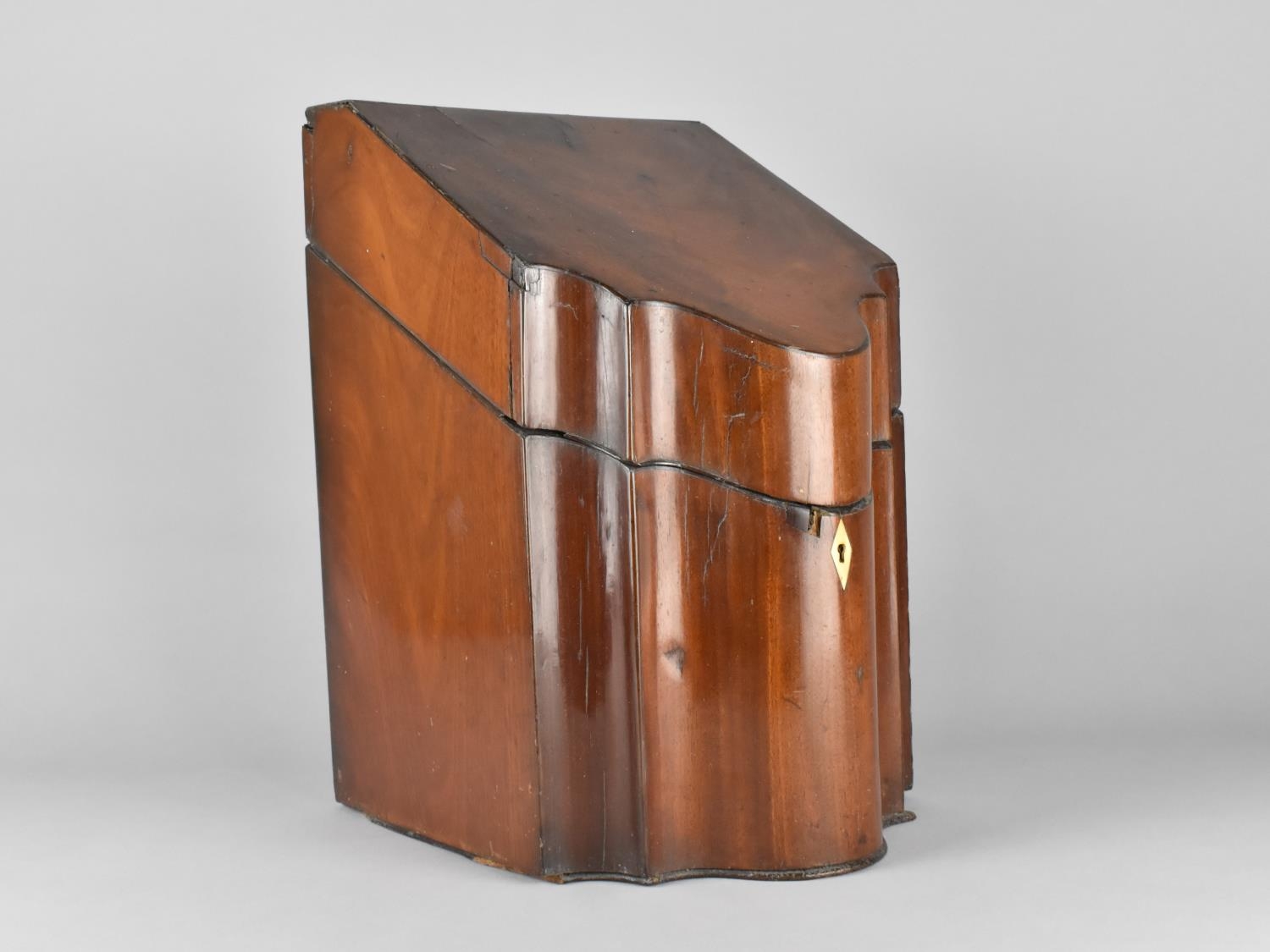 A Georgian Mahogany Knife Box with Sloping Hinged Lid, Interior Stripped, 35cms High