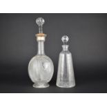 An Edwardian Hobnail Cut Glass Globe and Stalk Decanter with Shield Cartouche Monogrammed EH, 36cm