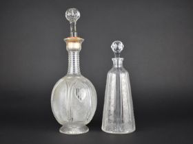 An Edwardian Hobnail Cut Glass Globe and Stalk Decanter with Shield Cartouche Monogrammed EH, 36cm
