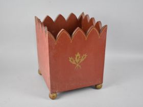 A Late 20th Century Painted Wooden Plant Pot Holder with Gilt Thistle Leaf Decoration, Castellated
