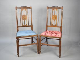A Pair of Edwardian Inlaid Mahogany Bedroom Chairs
