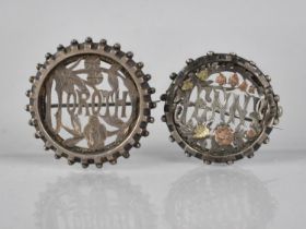 Two Victorian White Metal Brooches, Dorothy and Jenny, Largest 39mm Diameter, One with Clasp AF