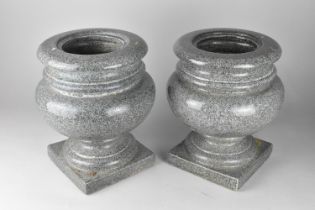 A Pair of Faux Marble Glazed Stoneware Garden Urns, 29cm high