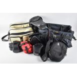A Collection of Various Empty Camera Bags for Nikon, Minolta Etc