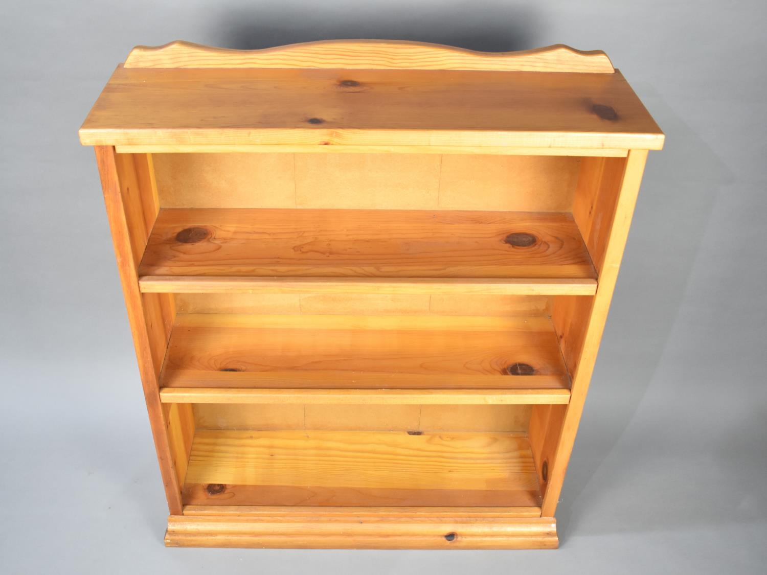 A Modern Galleried Pine Three Shelf Open Bookcase, 89cms Wide - Image 2 of 2