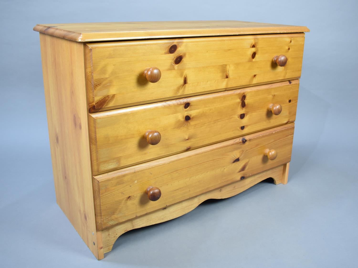 A Modern Three Drawer Bedroom Chest, 79cms Wide and 59cms High