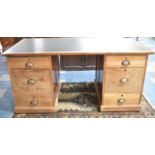 An Edwardian Kneehole Writing Desk, Rexine Top and Three Drawers Either Side Kneehole, 160cms Wide