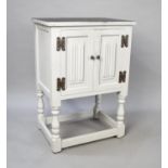 A Painted Oak Linenfold Cabinet, 50cms Wide