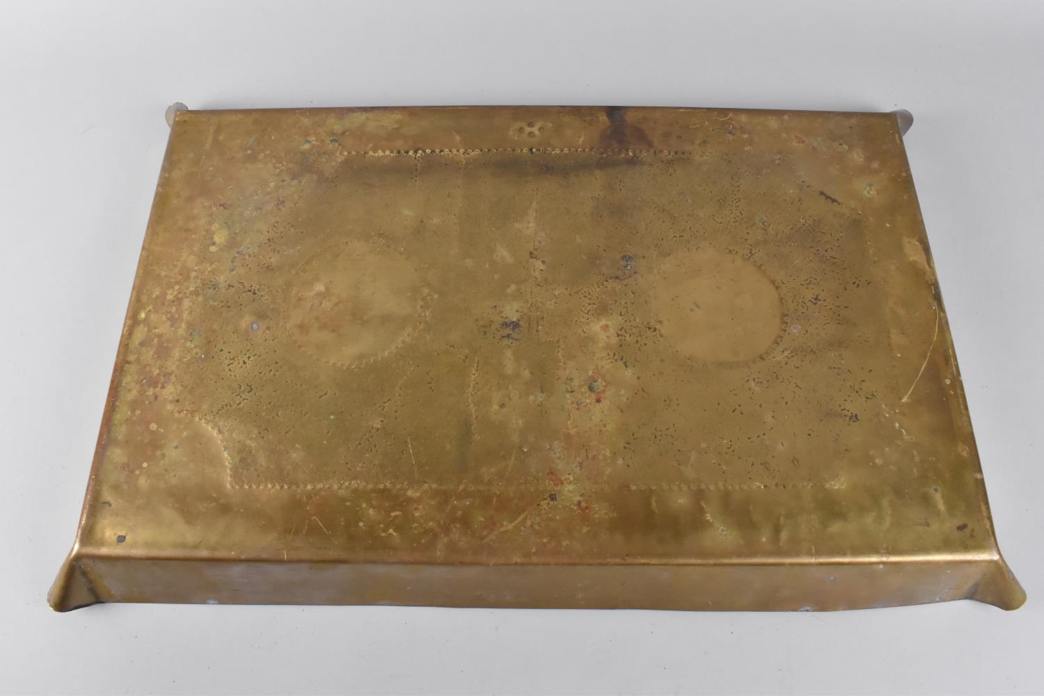 A Vintage Brass Rectangular Corner Pouring Drip Tray, 48x31cms - Image 3 of 4