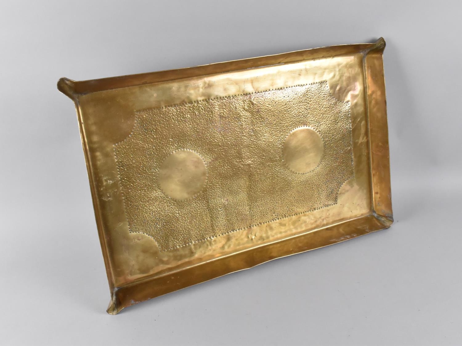 A Vintage Brass Rectangular Corner Pouring Drip Tray, 48x31cms