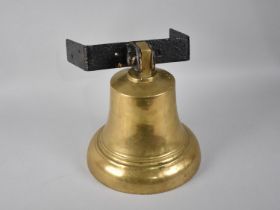 A Large Bronze Bell with 1936 George VI Cypher and Metal Mounting Bracket, Rope Pull Handle, 27cms
