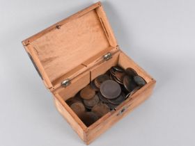 A Small Wooden Box Containing British Copper Coins